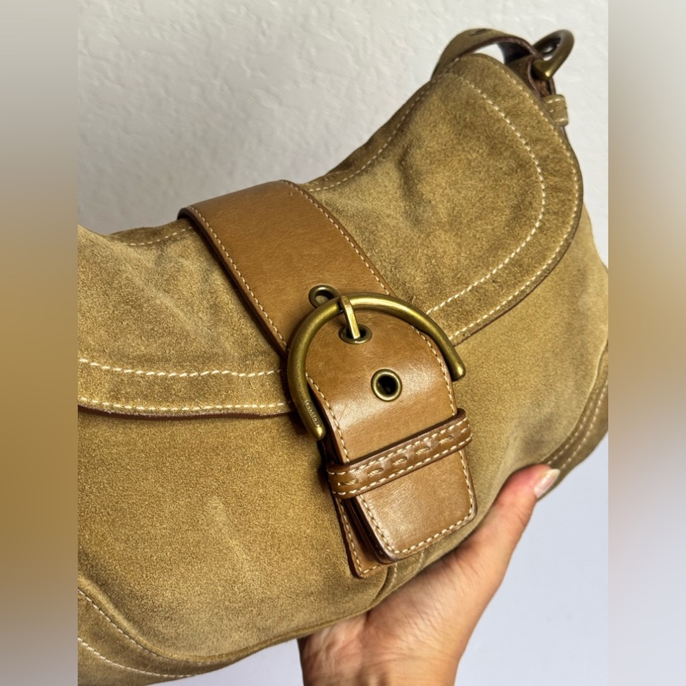 Coach Y2K 2004s SoHo Beige Tan Suede Shoulder Bag - Picture 10 of 15